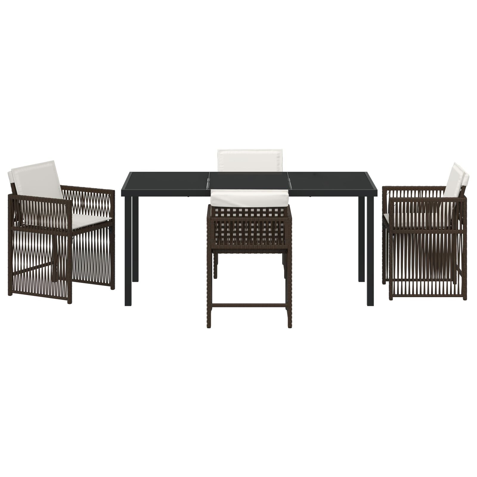 5-Delige Tuin Eettafel Set Met Kussens Bruin Poly Rattan