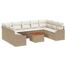 10-Delige Tuin Sofa Set Met Kussens Beige Poly Rattan Acacia