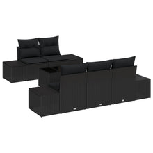 6-Delige Tuinbankset Met Kussens Zwart Poly Rattan