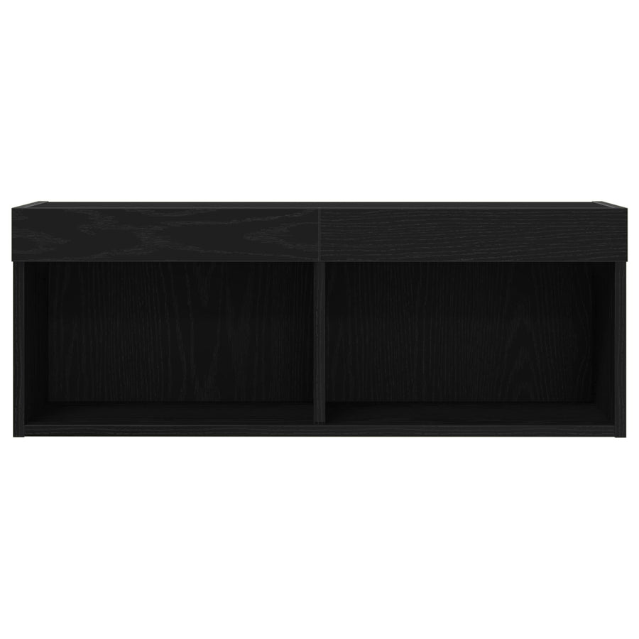 Tv Wandkasten Met Led Verlichting 2 Stuks Zwart eiken