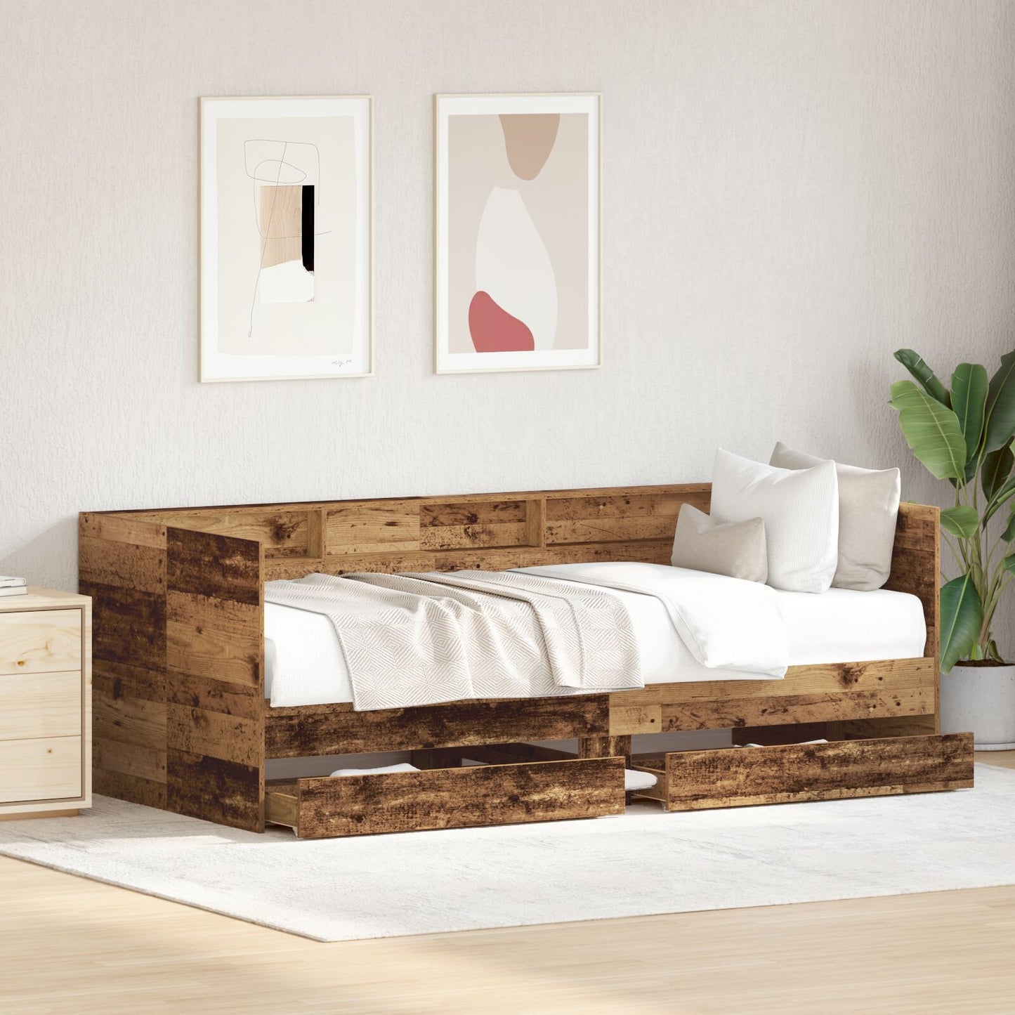 Dagbed Met Lades Verweerd Hout Bewerkt Hout 90 X 200 Cm Duurzaam