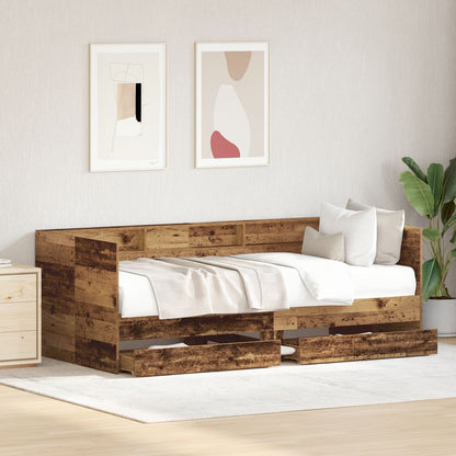 Dagbed Met Lades Verweerd Hout Bewerkt Hout 90 X 200 Cm Duurzaam