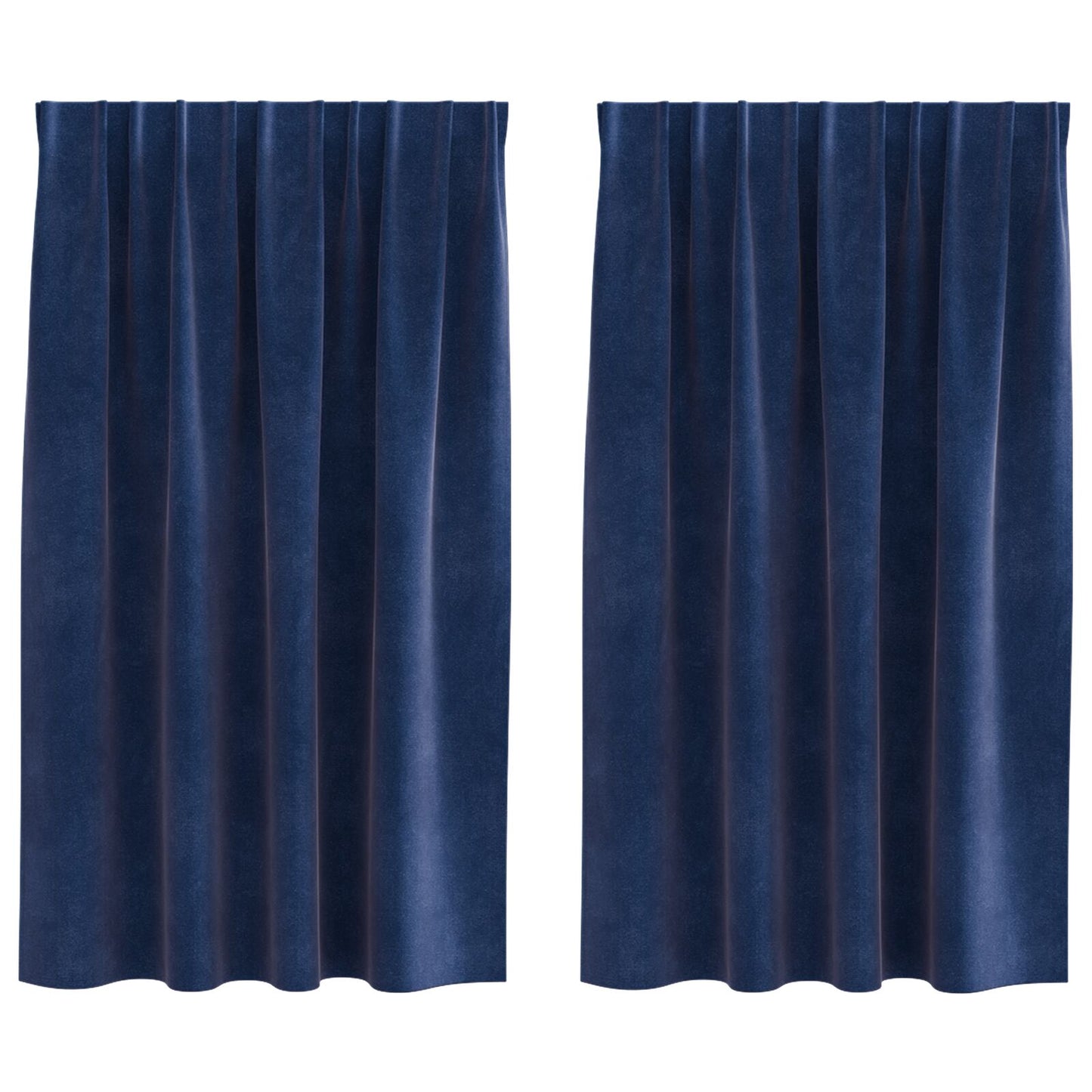 Vouwgordijnen Met Top Tape 2 Stuks E Fluweel Donkerblauw 140 x 140 cm met genaaid tape