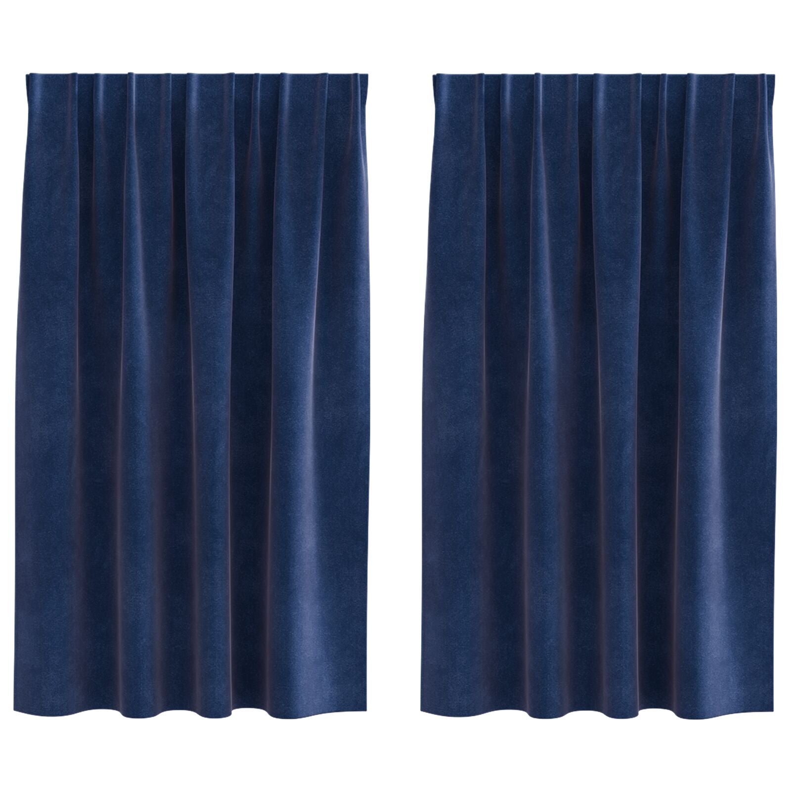 Vouwgordijnen Met Top Tape 2 Stuks E Fluweel Donkerblauw 140 x 140 cm met genaaid tape