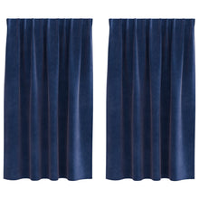 Vouwgordijnen Met Top Tape 2 Stuks E Fluweel Donkerblauw 140 x 140 cm met genaaid tape
