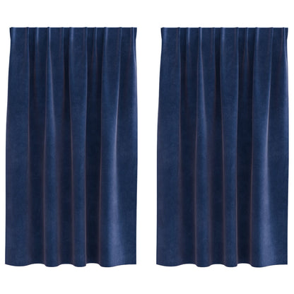 Vouwgordijnen Met Top Tape 2 Stuks E Fluweel Donkerblauw 140 x 140 cm met genaaid tape
