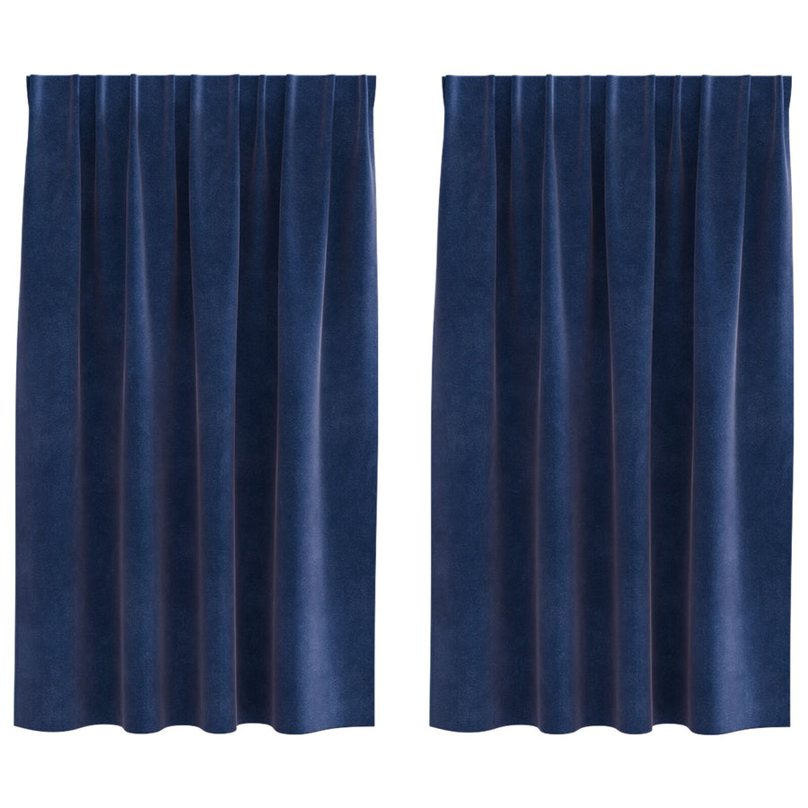Vouwgordijnen Met Top Tape 2 Stuks E Fluweel Donkerblauw 140 x 140 cm met genaaid tape
