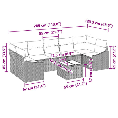 8 Delige Tuin Sofaset Met Kussens Zwart Poly Rattan