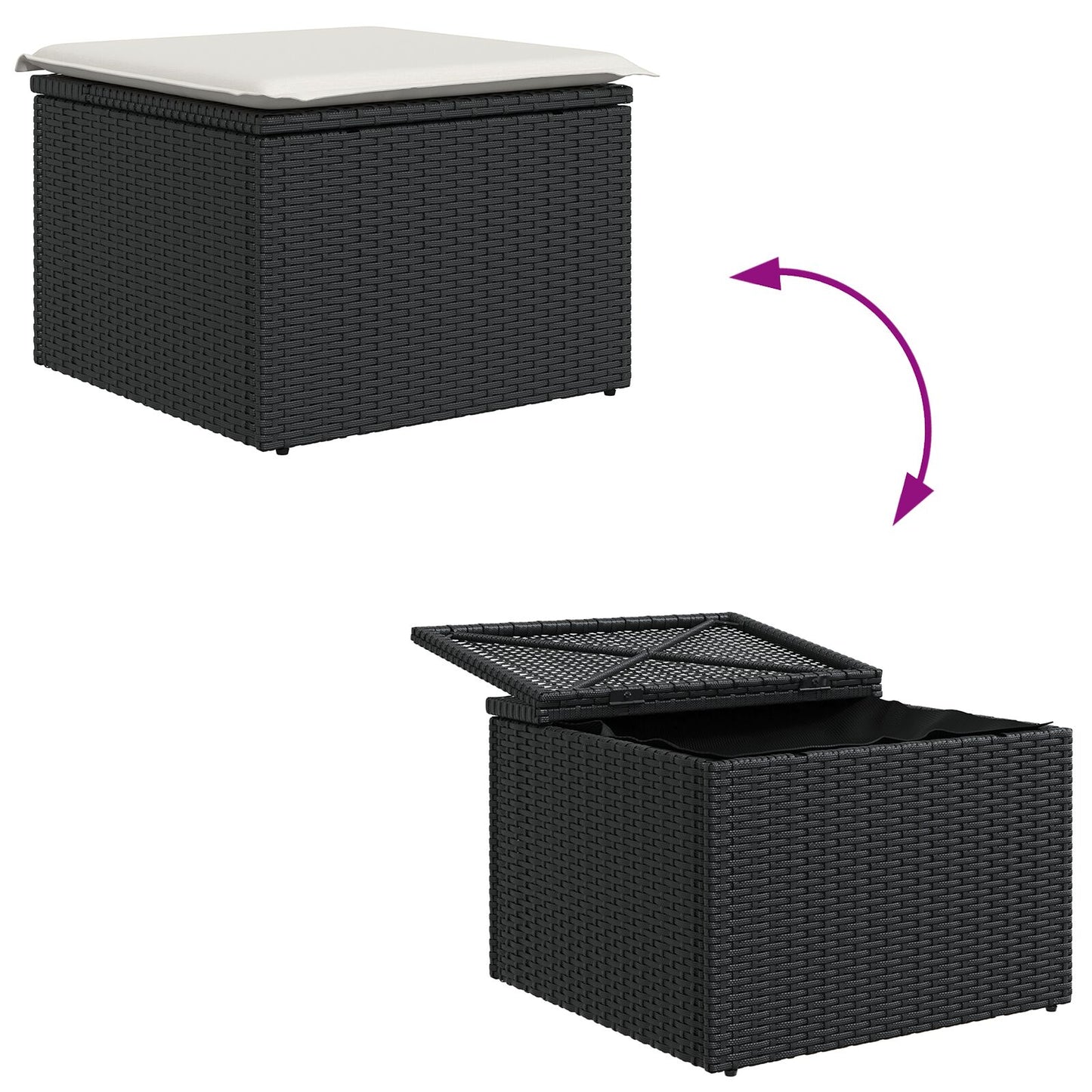 7-Delig Tuin Sofa Set Met Kussens Zwart Poly Rattan Acacia