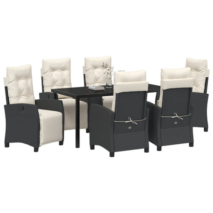 7-Delige Tuin Eetset Zwart Poly Rattan