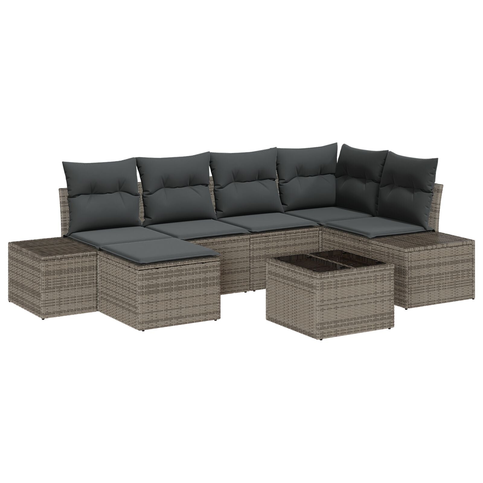 6-Delige Tuin Sofa Set Met Kussens Zwart Poly Rattan