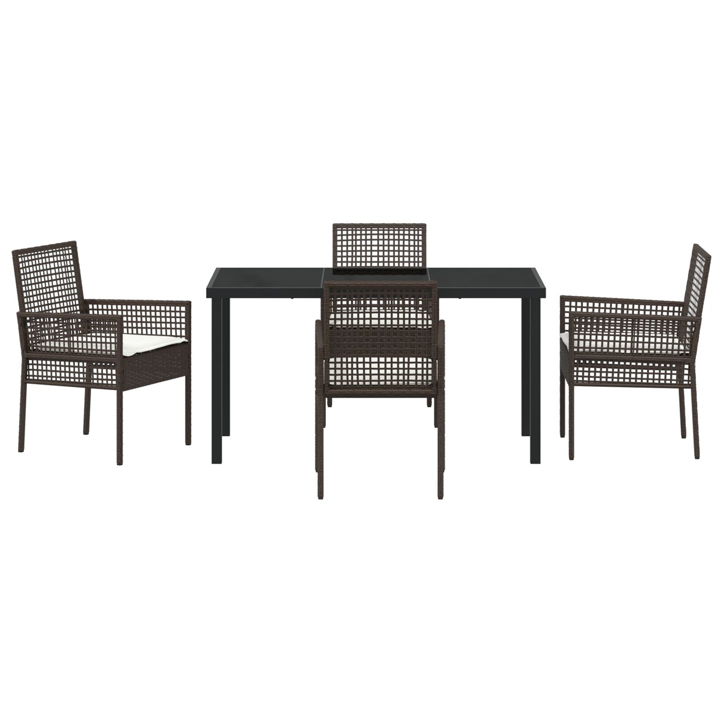 5-Delige Tuin Eetset Met Kussens Bruin Poly Rattan