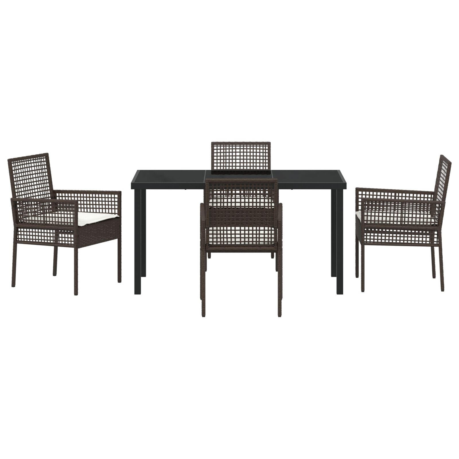 5-Delige Tuin Eetset Met Kussens Bruin Poly Rattan