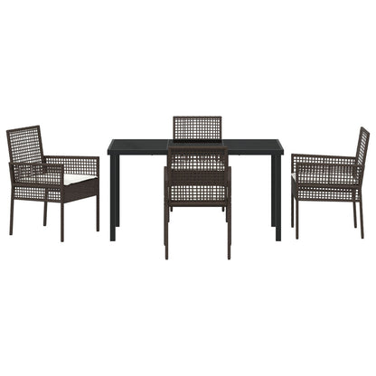 5-Delige Tuin Eetset Met Kussens Bruin Poly Rattan