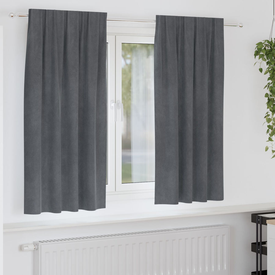 Zwart-Out Gordijnen Met Top Tape 2 Stuks Fluweel Super Lichtgrijs 140 x 175 cm met genaaide tape