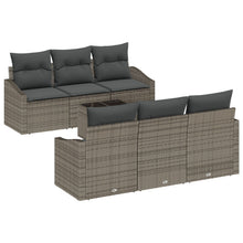 7-Delige Tuin Sofa Set Met Kussens Grijs Poly Rattan