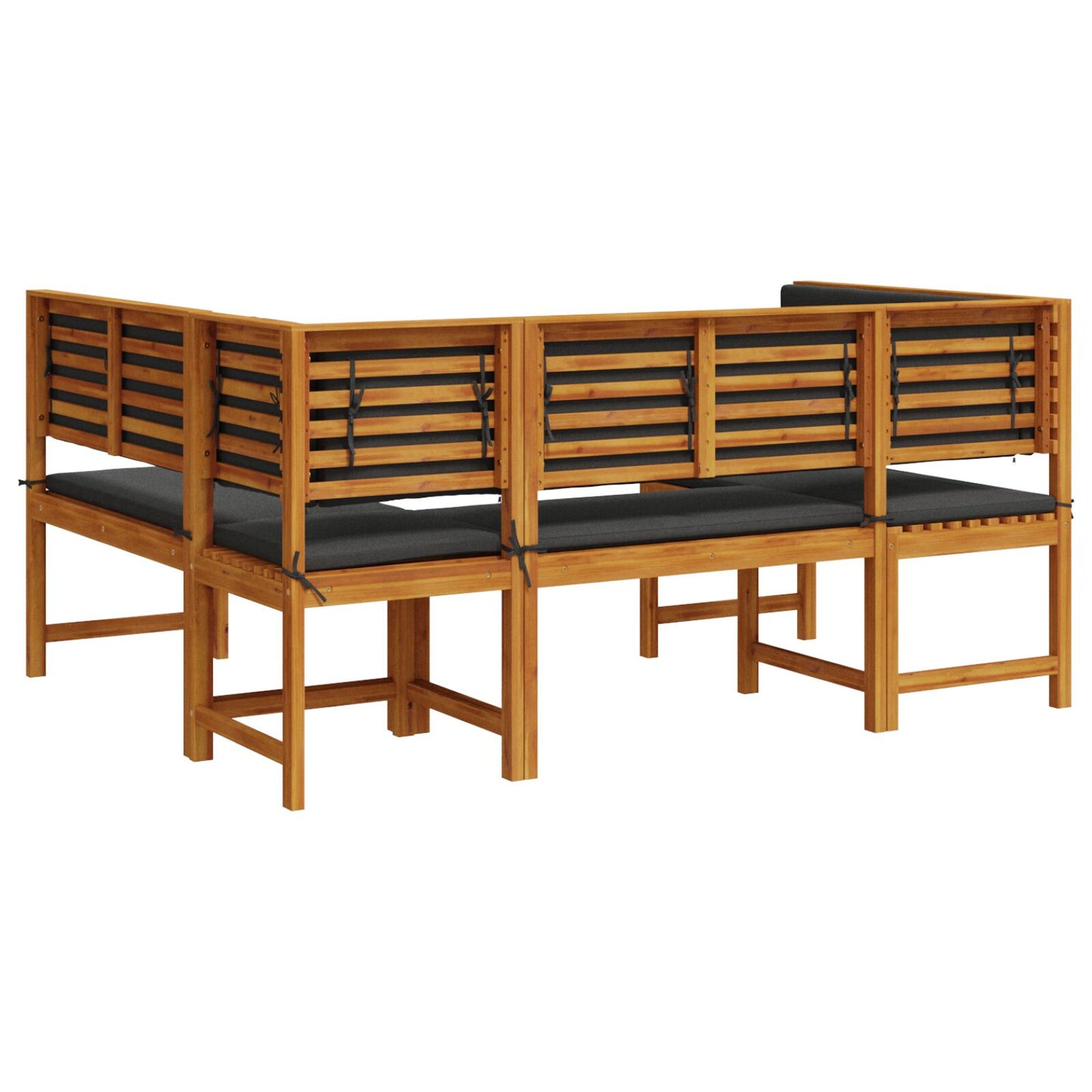 3-Delige Tuinbankset Met Kussens Van Stevig Acaciahout Anthraciet 2x bank + 1x stoel