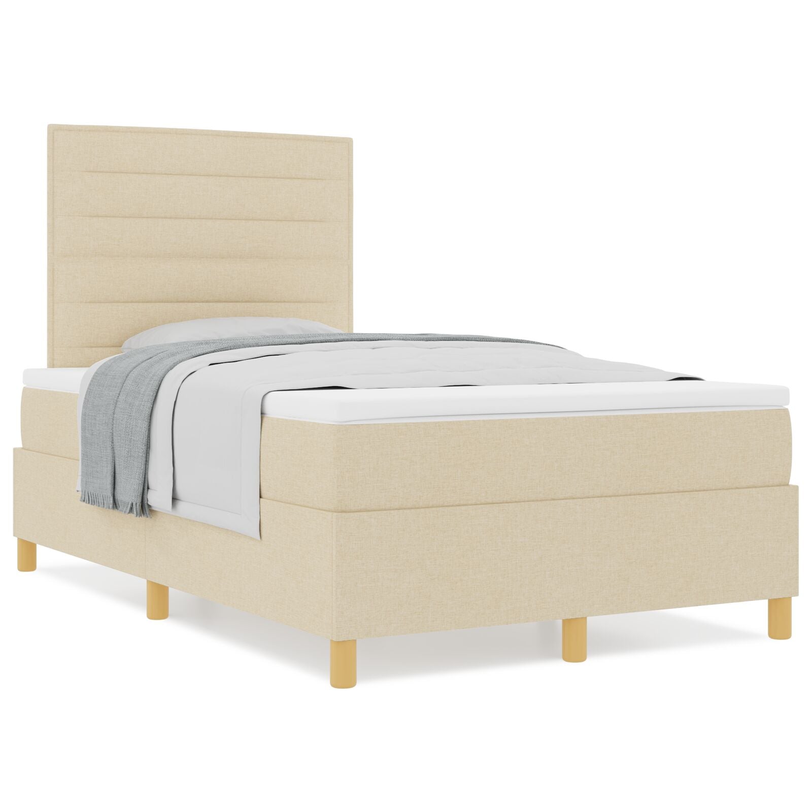 Box Spring Bed Met Matras Crème 120X200 Cm Stof Blauw