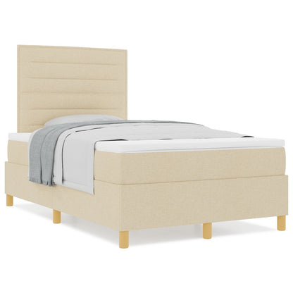 Box Spring Bed Met Matras Crème 120X200 Cm Stof Blauw