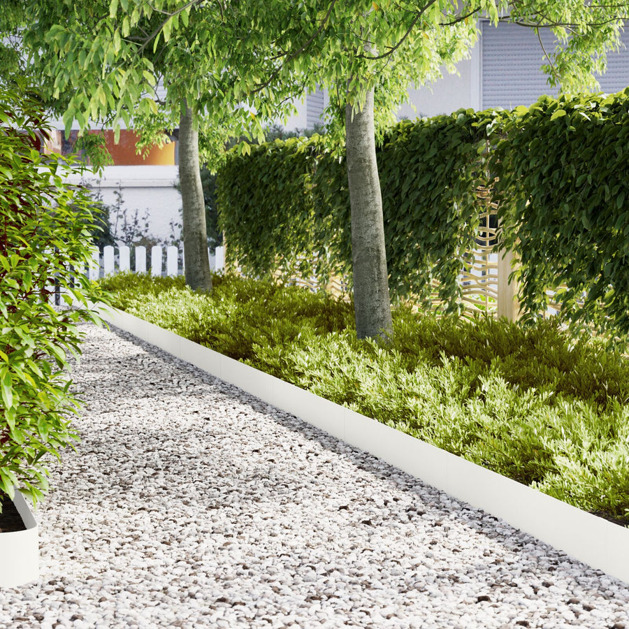 Tuinranden 20 Stuks Staal 100 x 0.5 x 20 cm Wit