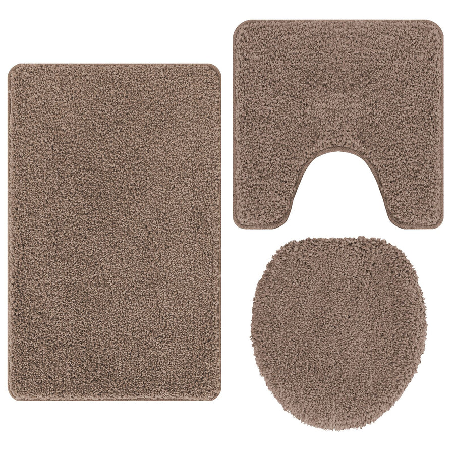 3-Delige Badmatset Polypropeen Antislip Bruin