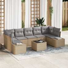 8-Delige Tuinsofa Set Met Kussens Beige Poly Rattan