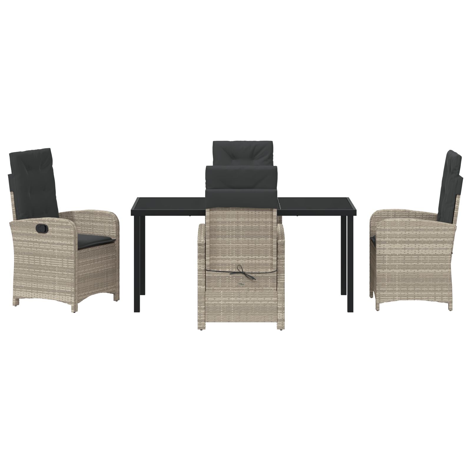 5-Delige Tuin Eetset Met Kussens Lichtgrijs Poly Rattan