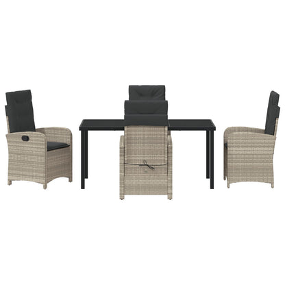5-Delige Tuin Eetset Met Kussens Lichtgrijs Poly Rattan