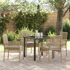 Tuin eettafelset poly rattan 4-persoons beige