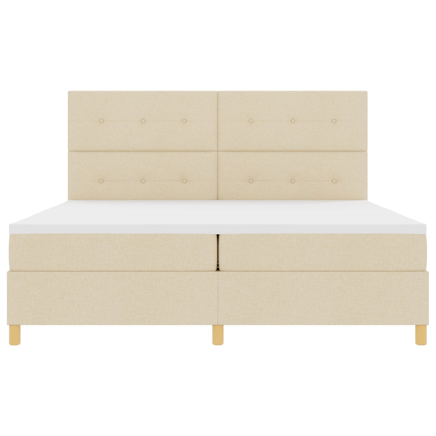 Boxspring Bed Met Matras Crème 200X200 Cm Stof Blauw