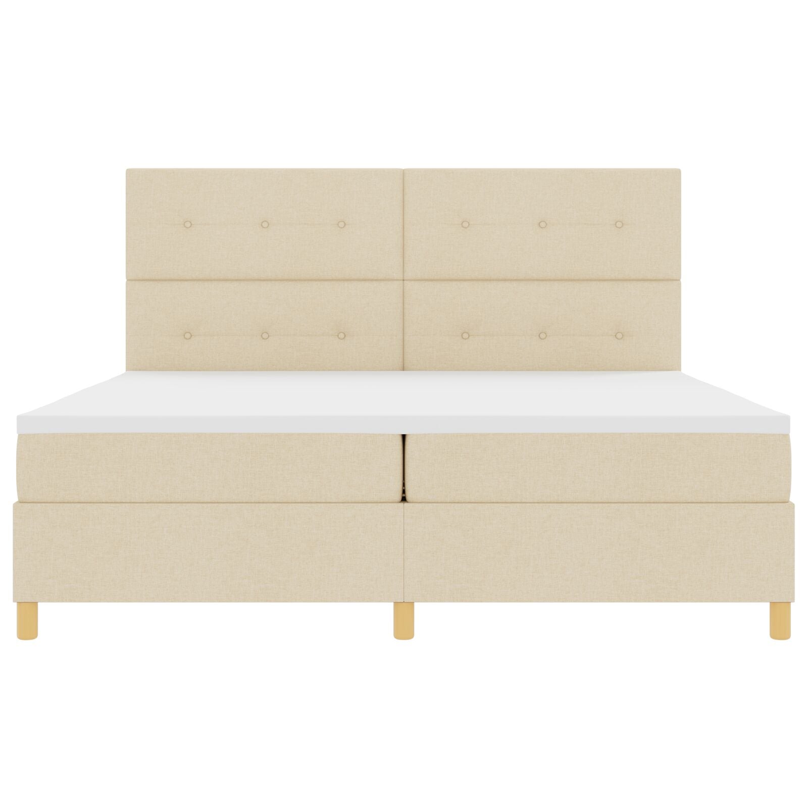 Boxspring Bed Met Matras Crème 200X200 Cm Stof Blauw