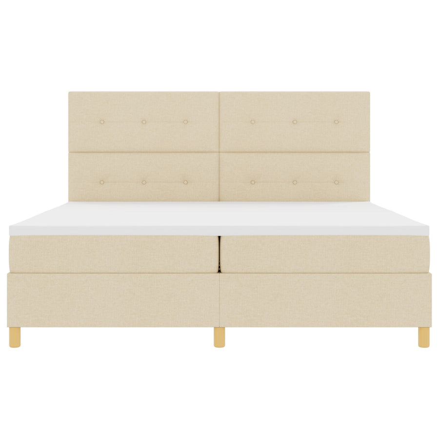 Boxspring Bed Met Matras Crème 200X200 Cm Stof Blauw