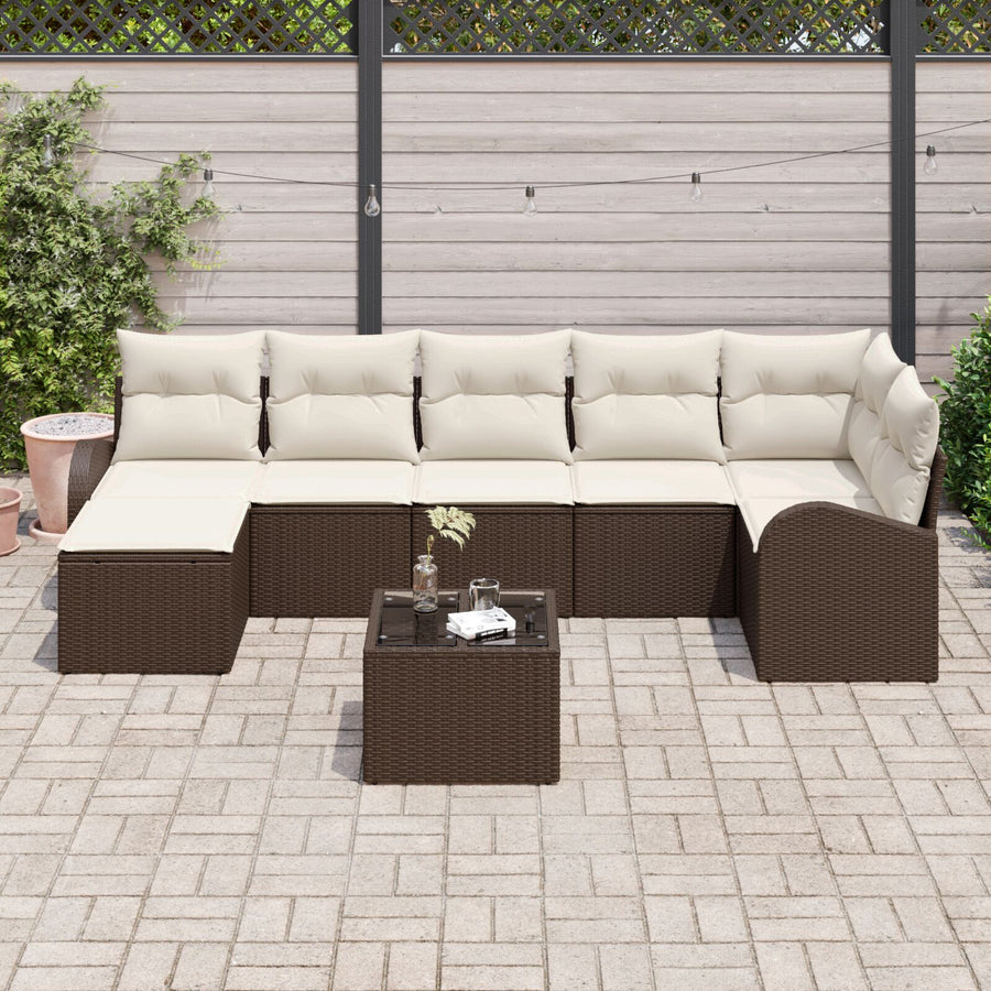 7-Piece Tuin Sofa Set Met Kussens Grijs Poly Rattan