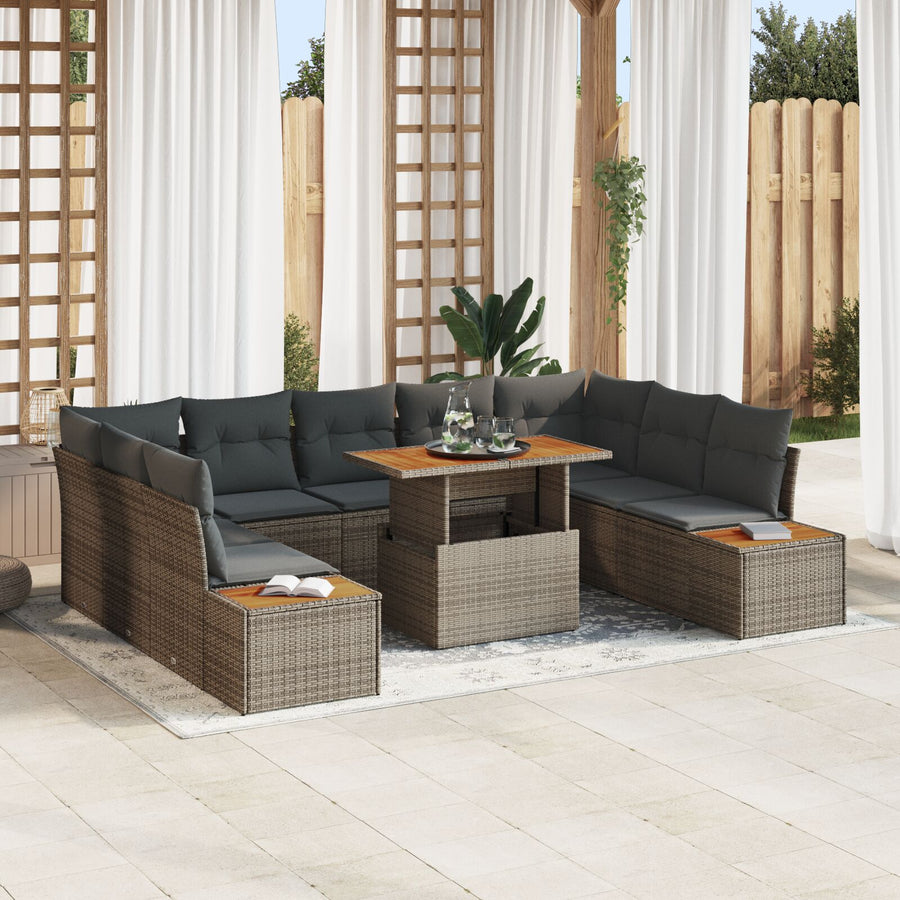 Tuin Sofa Set Set Van 6 Charcoal, Zacht Grijs, Licht Bruin