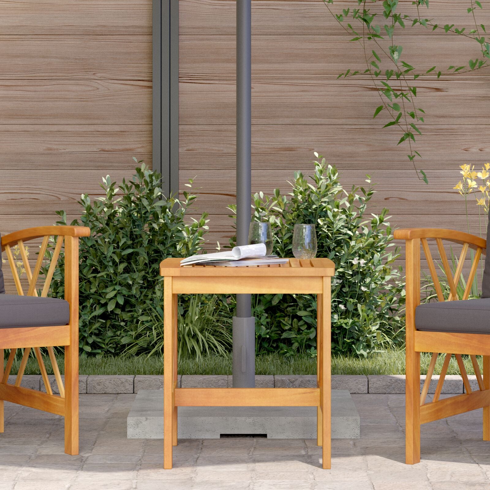 Tuin Bijzettafel Bruin 45X45X50 Cm Massief Acaciahout