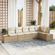 Loungeset poly rattan 6 personen beige