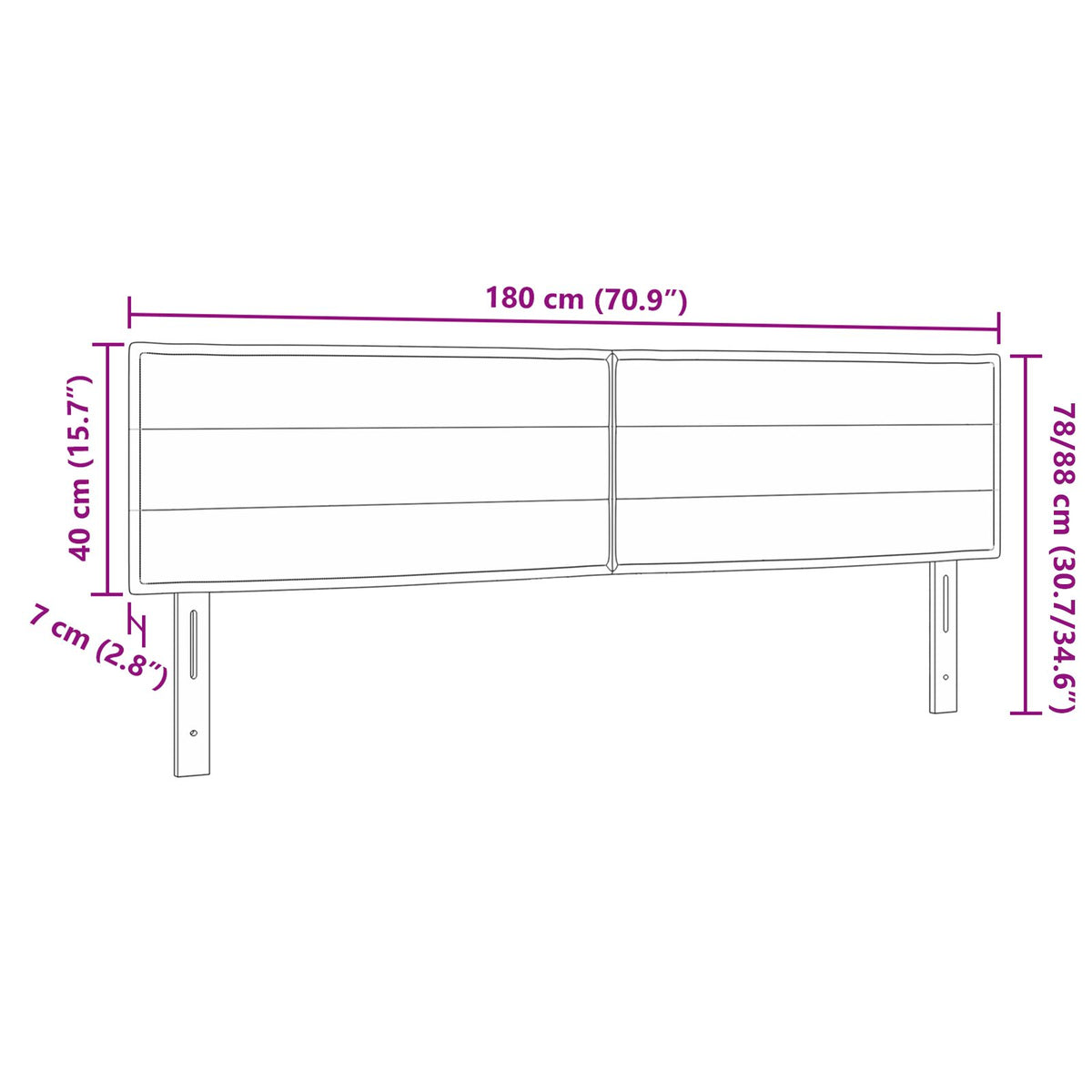 Hoofdbord Lijnen Design Stof Lichtgrijs 180 cm Laag hoofdbord