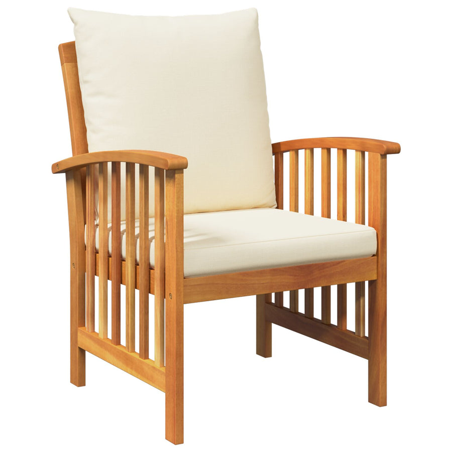 3-Delige Tuin Lounge Set Met Kussens Van Massief Acaciahout Crème wit 2 fauteuils + tafel