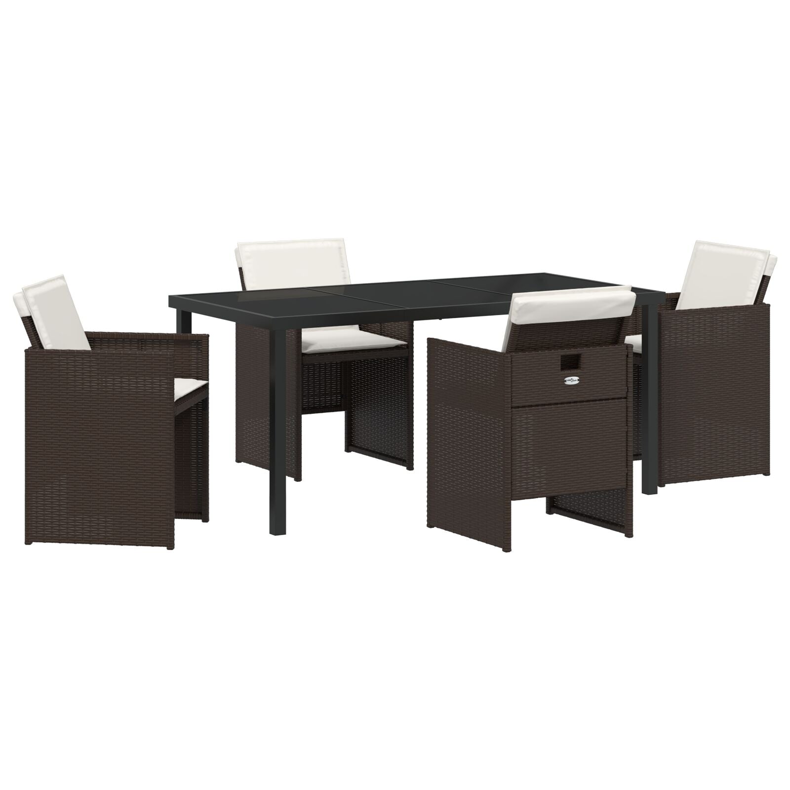 5-Delige Tuinset Met Kussens Bruin Poly Rattan
