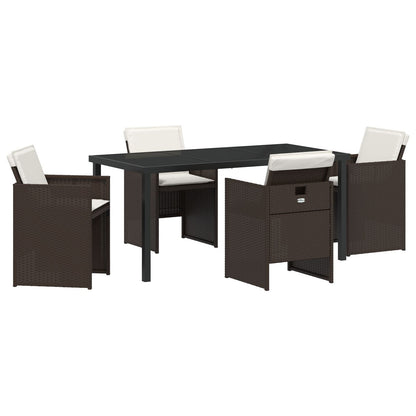 5-Delige Tuinset Met Kussens Bruin Poly Rattan