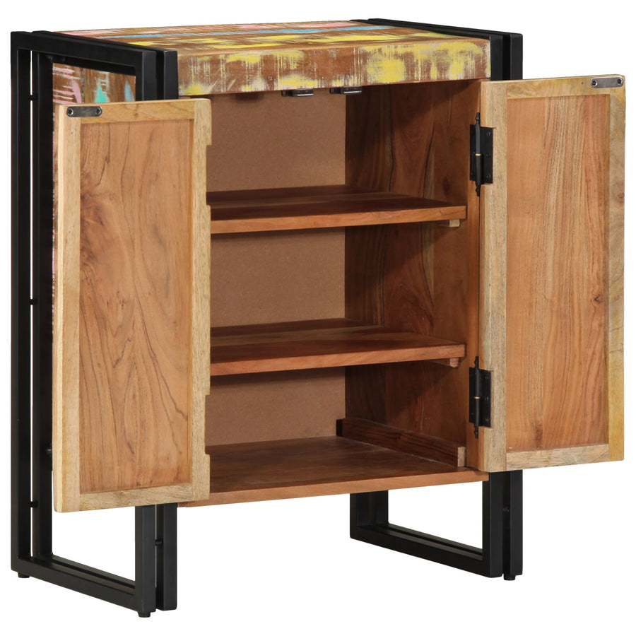 Schoenkast Zwart 30X30X40 Cm En Staal Massief gerecycled hout