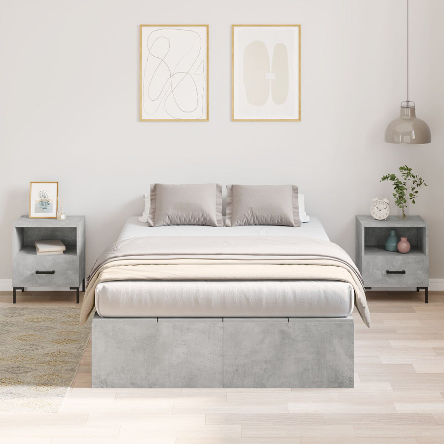 Opbergbedframe Beton Grijs 120 x 190 cm
