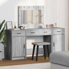 Kaptafel 78.5x41x135 cm grijs bewerkt hout met spiegel en LED