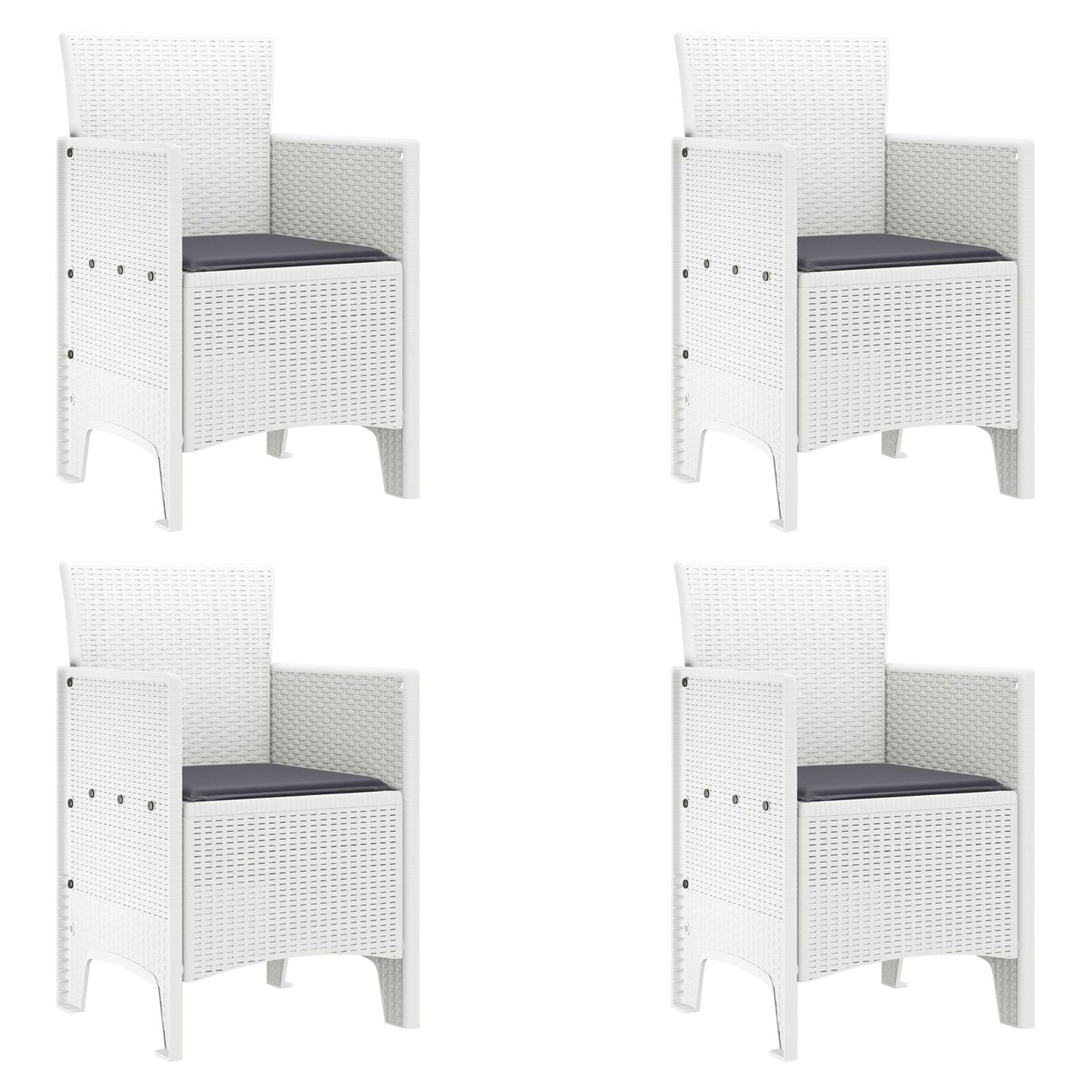 Tuinstoel Set Van 4 , Kunststof, Polyester Anthraciet Wit