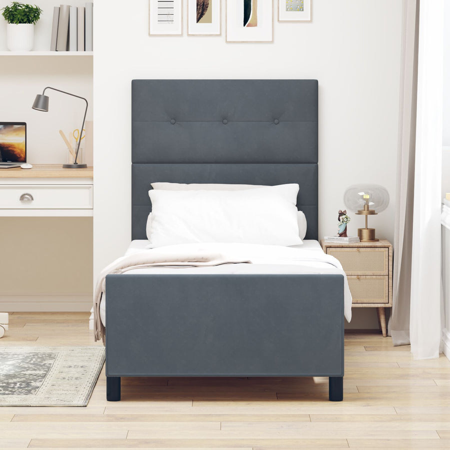Bedframe Donkergrijs 80X200 Cm Velvet Crème