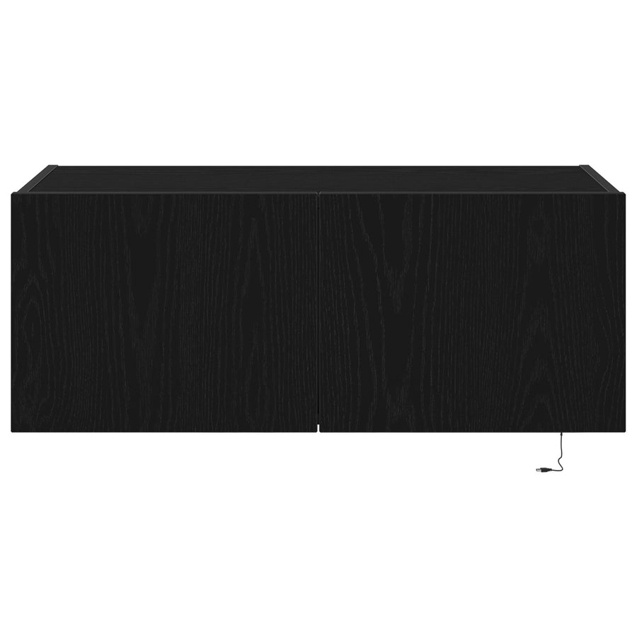 Tv Wandkast Met Led-Verlichting Zwart Eiken 80X35X31 Cm