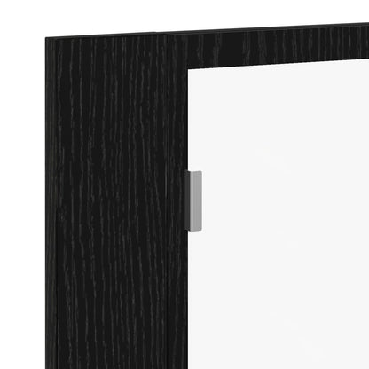 Led Spiegelkast Voor In De Badkamer Zwart Eiken 60X12X45 Cm Gelaagd Hout