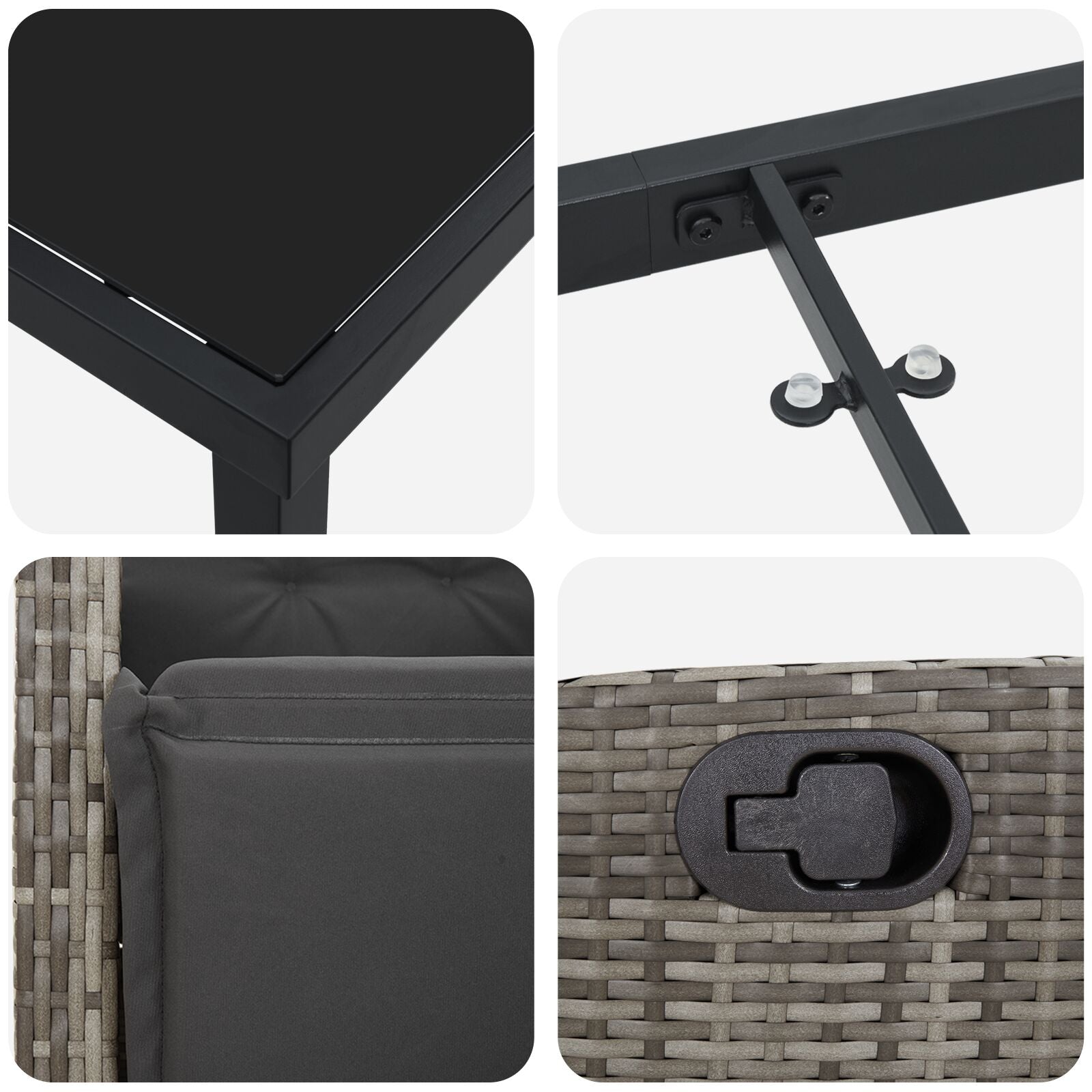 5-Delig Tuin Eetset Grijs Poly Rattan