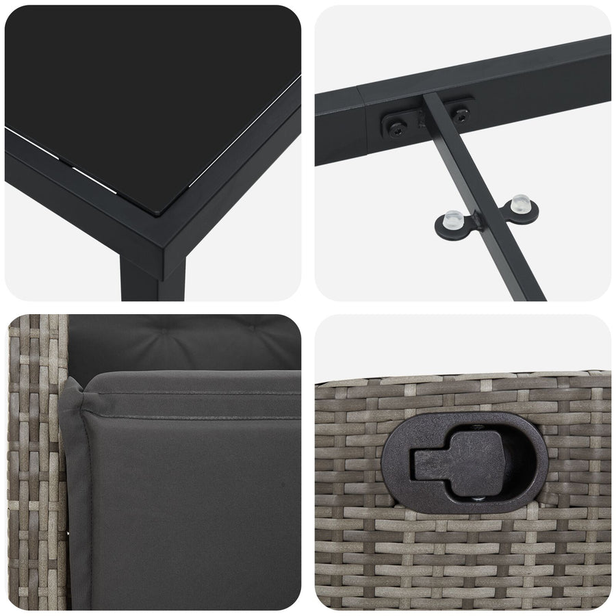 5-Delig Tuin Eetset Grijs Poly Rattan