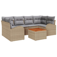 7-Delige Tuin Sofa Set Met Kussens Beige Poly Rattan Acacia